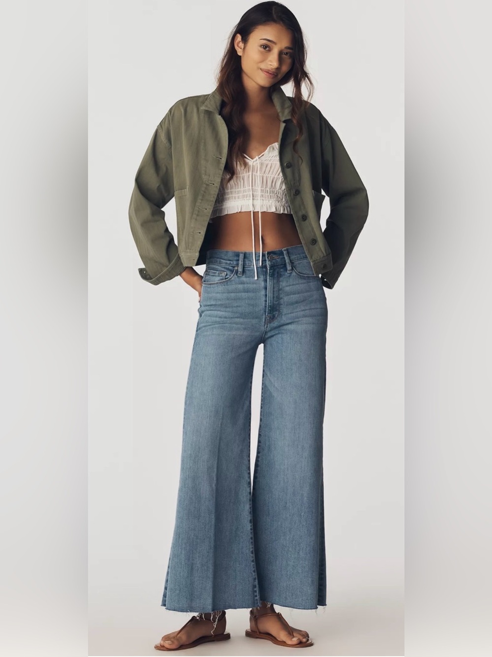 FRAME Le Palazzo High-Rise Crop Wide-Leg Jeans